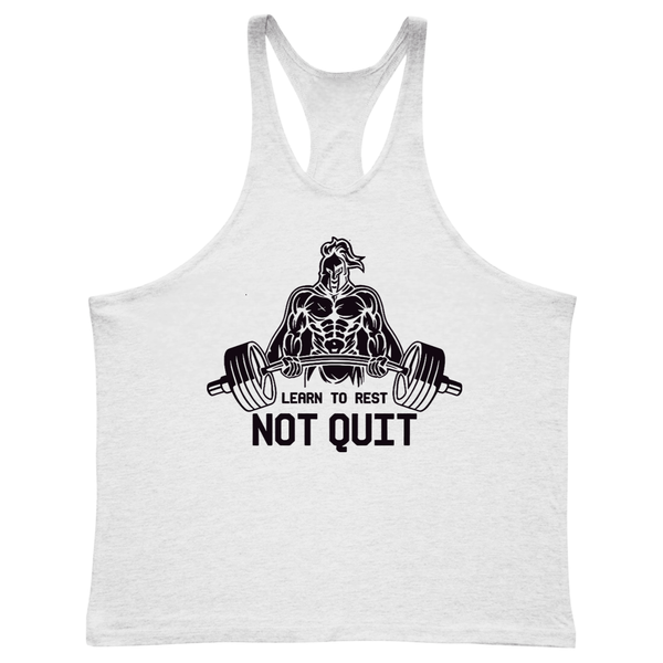 white Learn to Reset, NOT QUIT Graphic Stringer Tank Tops