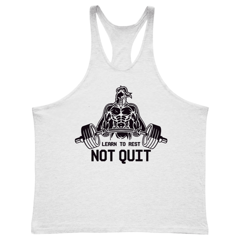 white Learn to Reset, NOT QUIT Graphic Stringer Tank Tops