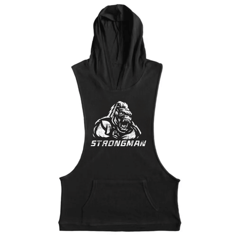 black Men's BEAST Graphic Hooded Tank Tops