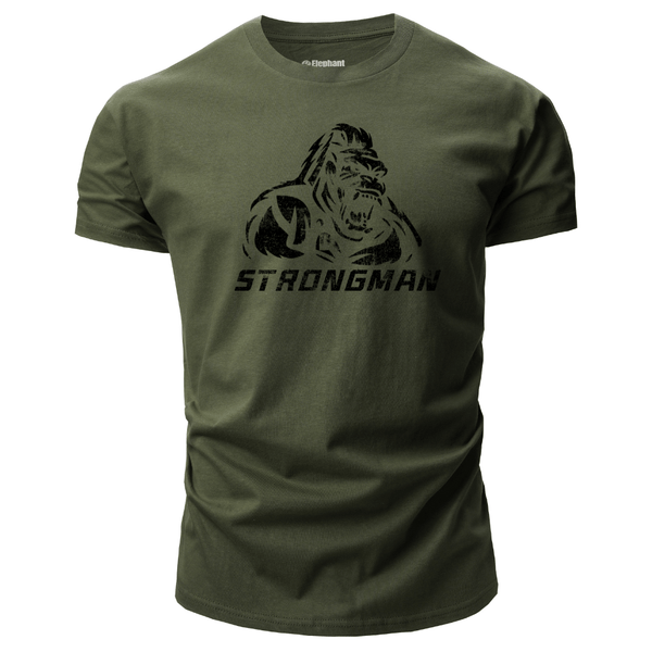navy green Men's Strong Man Graphic T-Shirt