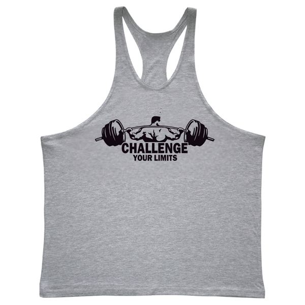 CHALLENGE YOUR LIMITS Graphic Stringer Tank Tops