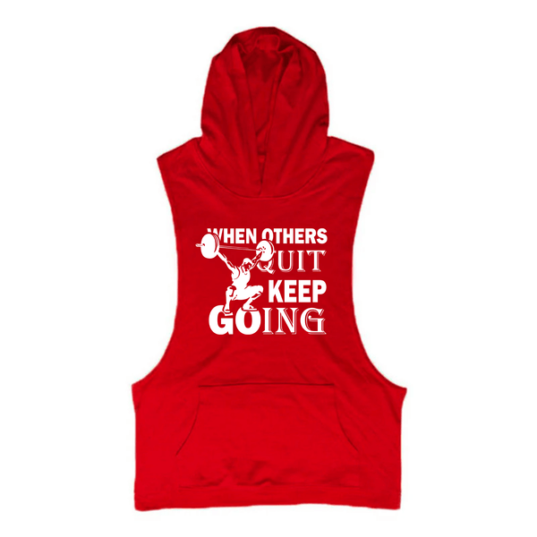 red Men's WHEN OTHERS QUIT, KEEP GOING Graphic Hoodie Tank Tops