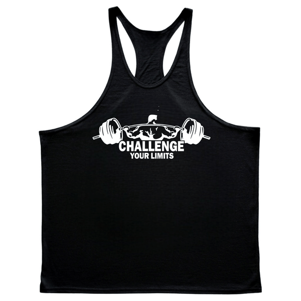 CHALLENGE YOUR LIMITS Graphic Stringer Tank Tops