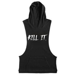 black Men's KILL IT Graphic Hooded Tank Tops