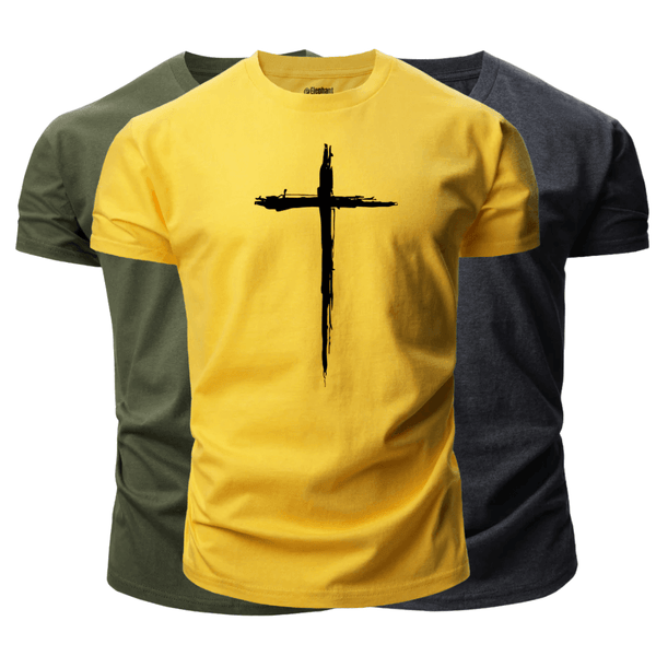 3 Pack Men's Christian Cross Graphic T-Shirt