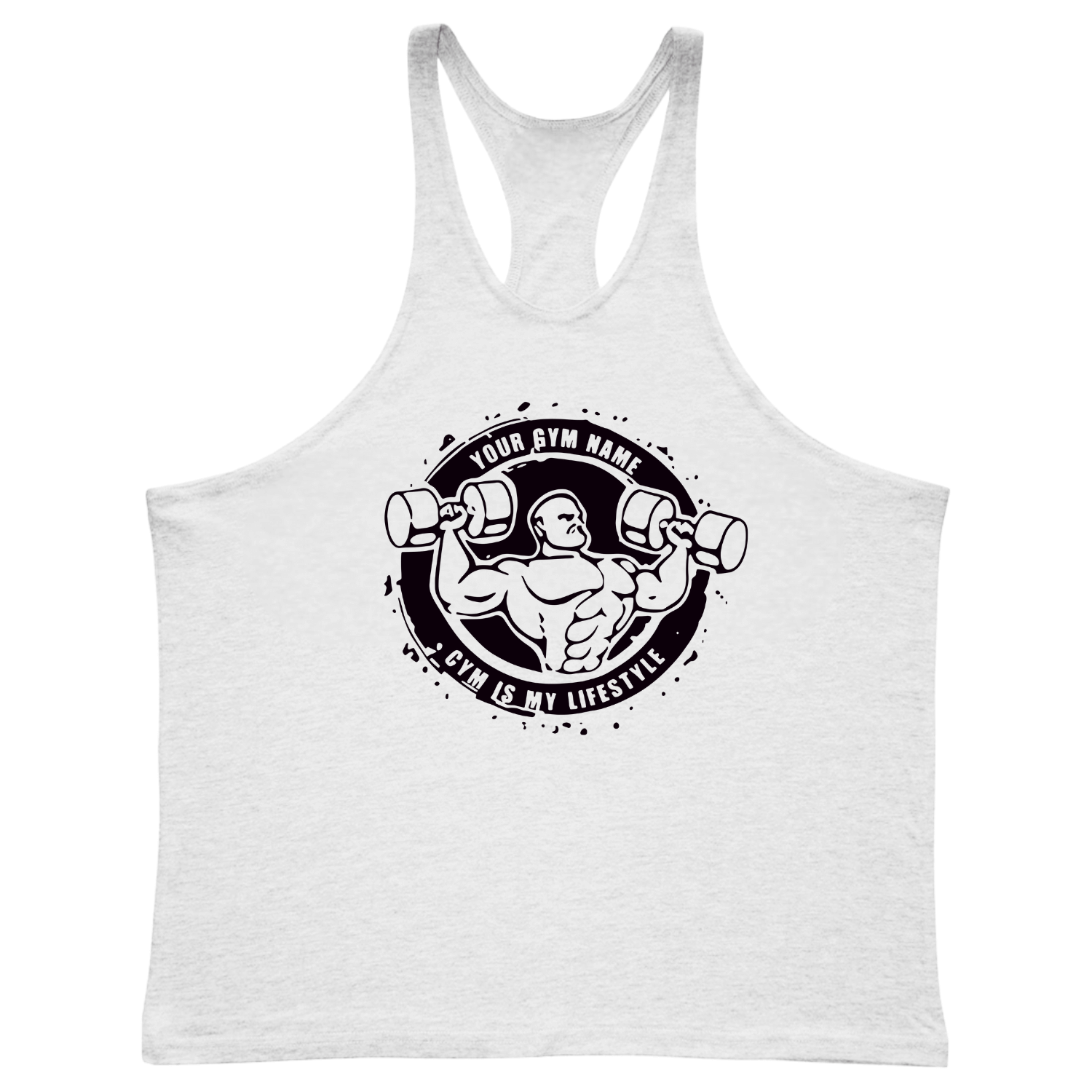 white Men's Gym Y-back Stringer Tank Tops