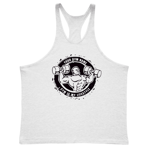 white Men's Gym Y-back Stringer Tank Tops