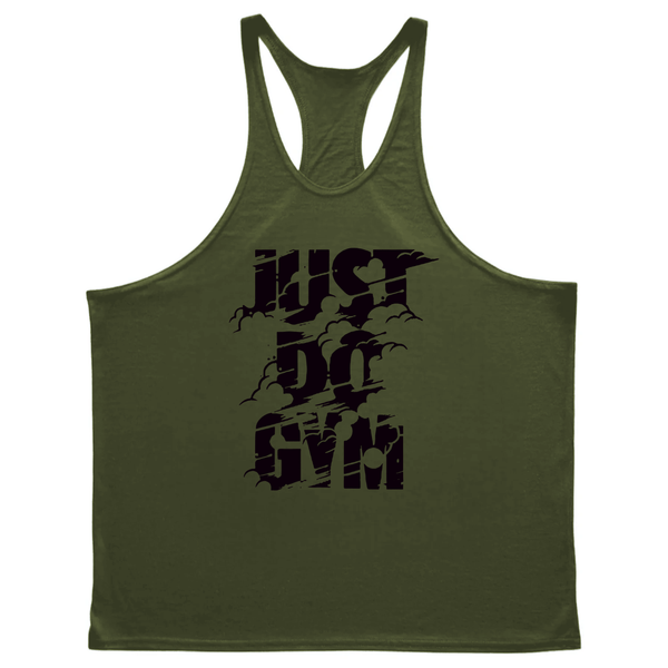 navy green JUST DO GYM Workout Stringer Tank Tops for Men