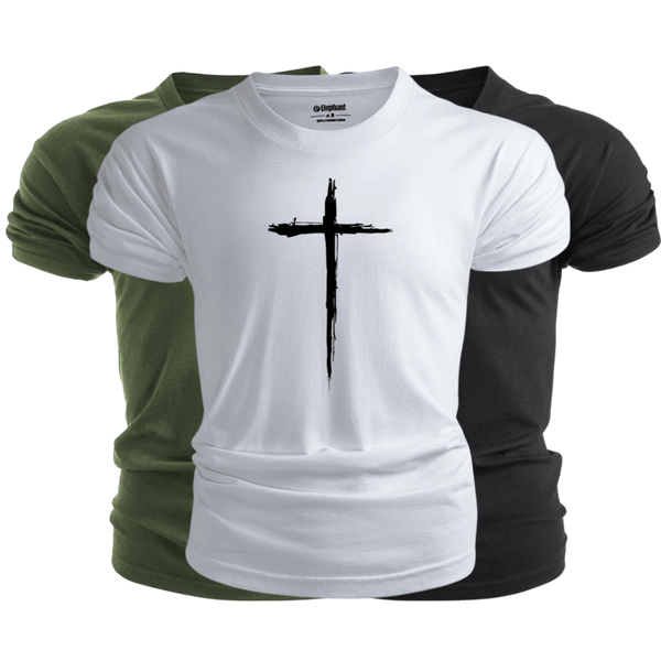 3 Pack Men's Christian Cross Graphic T-Shirt