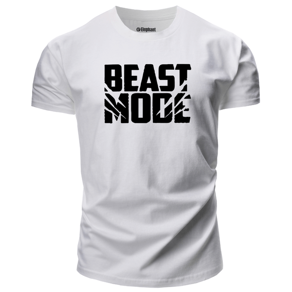 white Men's BEAST MODE GYM T-shirts