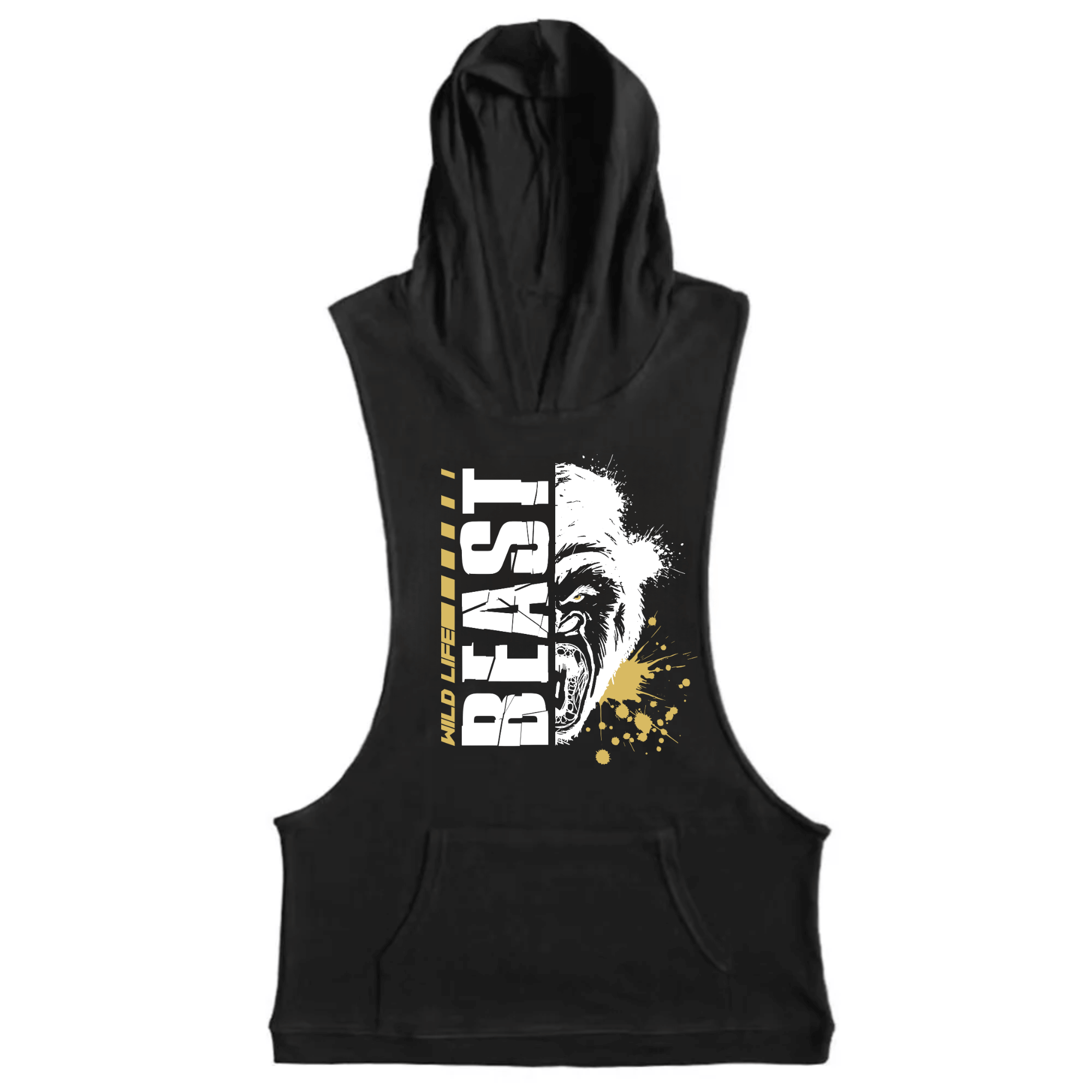 black BEAST Workout Sleeveless Hoodie Tank Tops