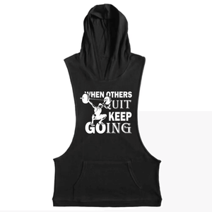 black Men's WHEN OTHERS QUIT, KEEP GOING Graphic Hoodie Tank Tops