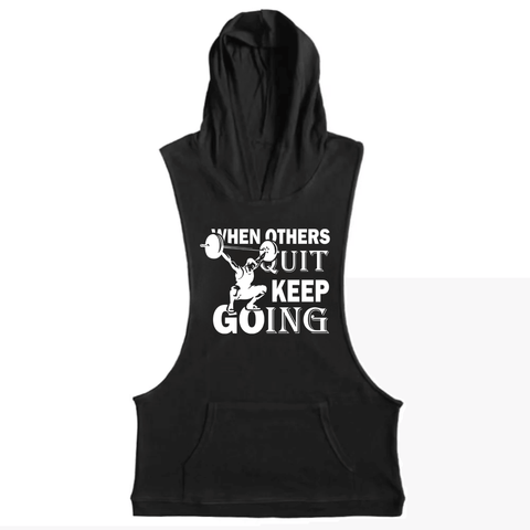 black Men's WHEN OTHERS QUIT, KEEP GOING Graphic Hoodie Tank Tops