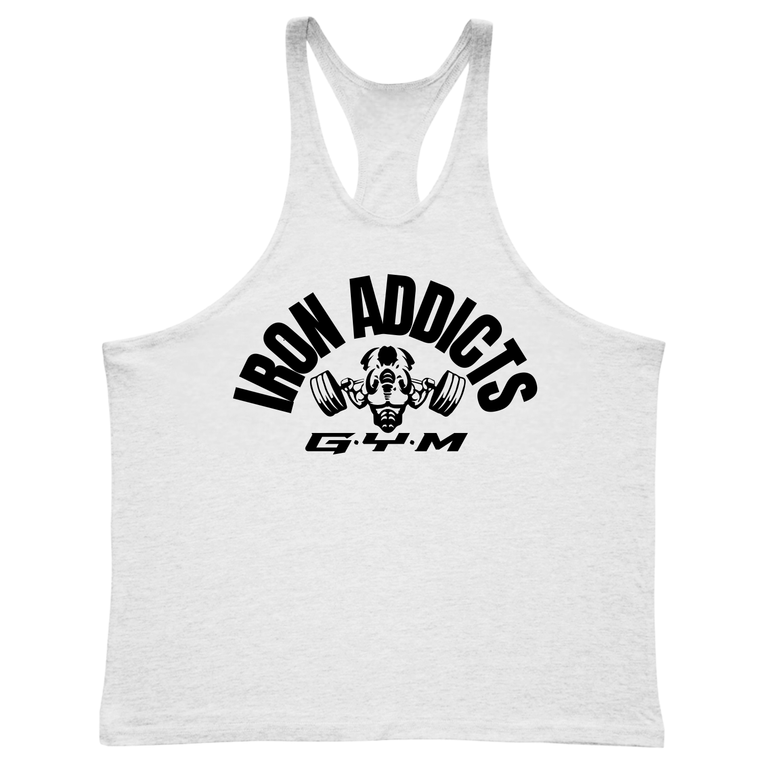 white IRON ADDICT Workout GYM Tank Top