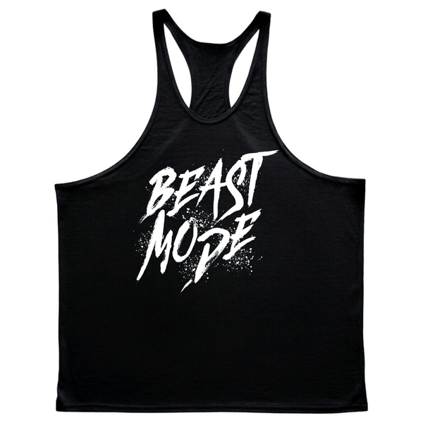 BEAST MODE Graphic GYM Stringer Tank Tops