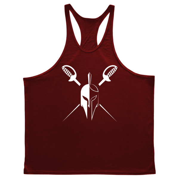 WINE RED Men's SPARTAN Gym Graphic Stringer Tank Tops