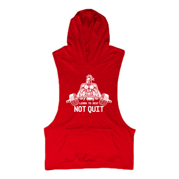 red Men's LEARN TO REST, NOT QUIT Graphic Hoodie Tank Tops
