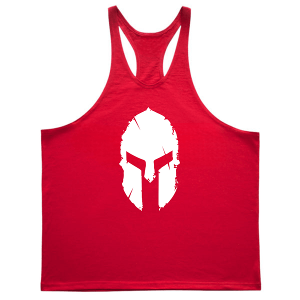 red Men's Spartan Graphic Tank Tops