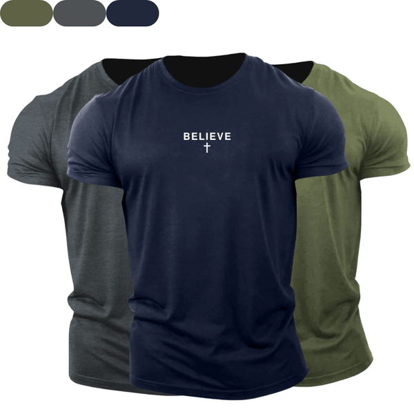 3 Pack BELIEVE Cross Cotton Tees