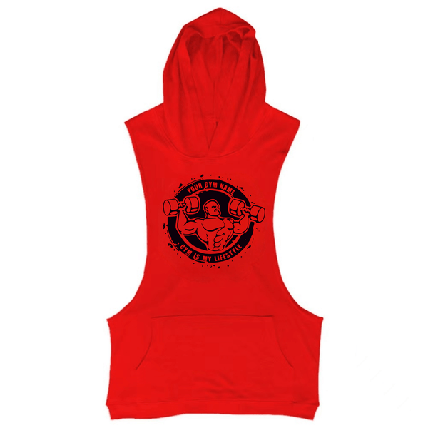 red Muscle Guy Graphic Hoodie Tank Tops