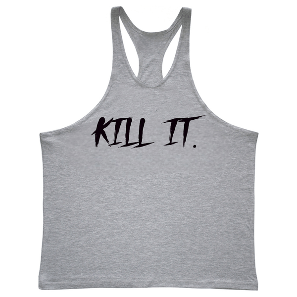 sport grey Men's KILL IT Bodybuilding Stringer Tank Tops