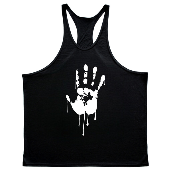 black Fitness Y-back Stringer Tank Tops for Men