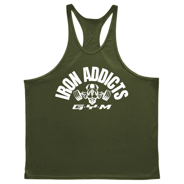 navy green IRON ADDICT Workout GYM Tank Top