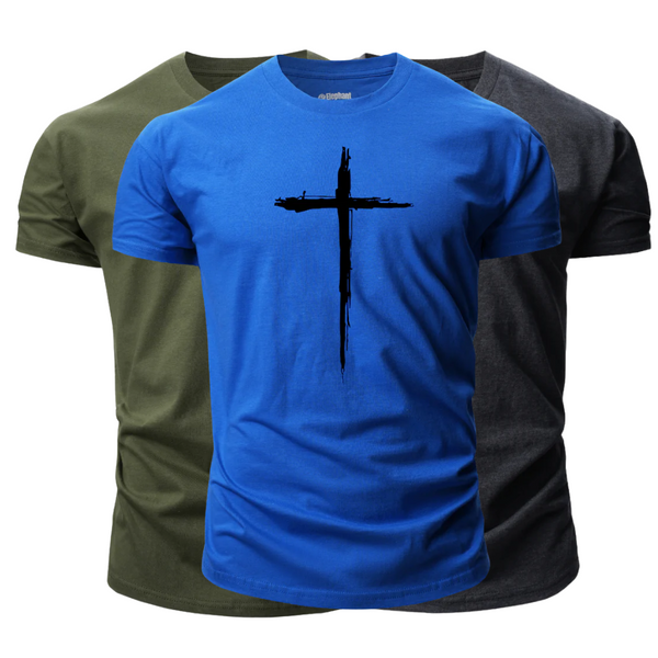 3 Pack Men's Christian Cross Graphic T-Shirt