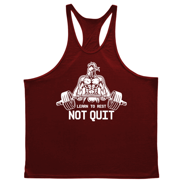 wine red Learn to Reset, NOT QUIT Graphic Stringer Tank Tops
