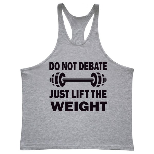 grey JUST LIFT THE WEIGHT Workout Stringer Tank Tops