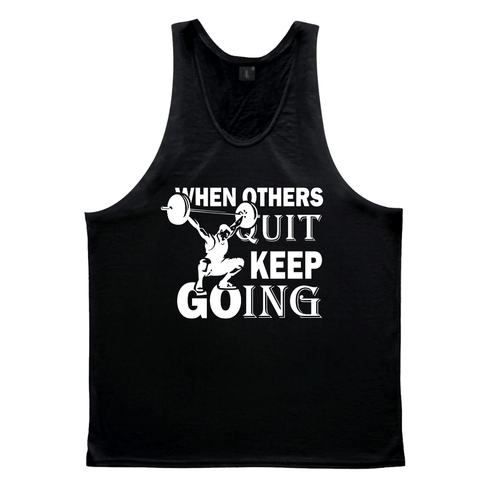 black WHEN OTHERS QUIT, KEEP GOING Graphic Sleeveless Tees