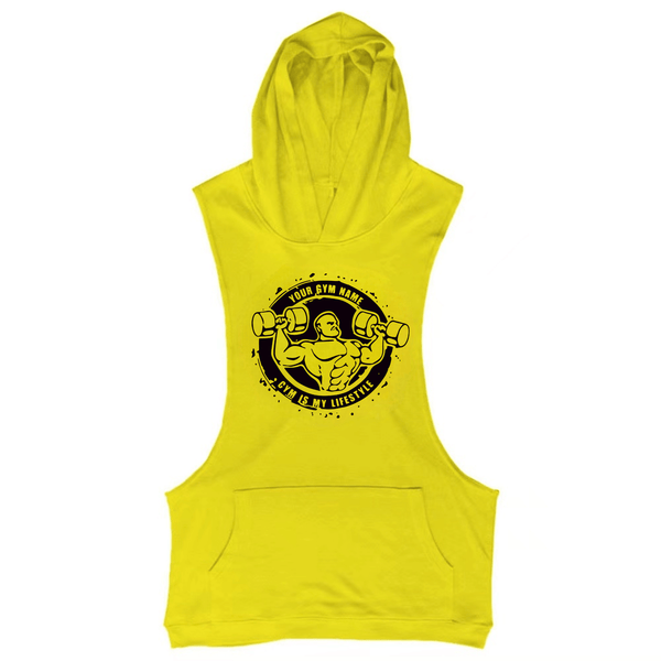 yellow Muscle Guy Graphic Hoodie Tank Tops