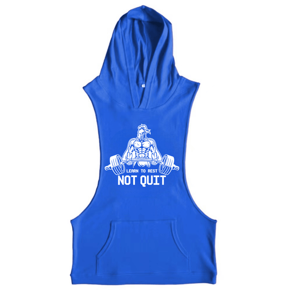 blue Men's LEARN TO REST, NOT QUIT Graphic Hoodie Tank Tops