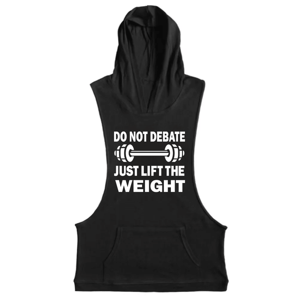 black Men's DO NOT DEBATE Graphic Hooded Tank Tops
