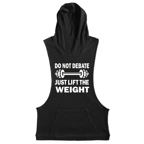 black Men's DO NOT DEBATE Graphic Hooded Tank Tops