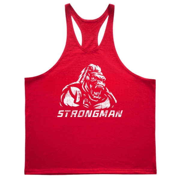red Men's STRONGMAN Workout Stringer Tank Tops