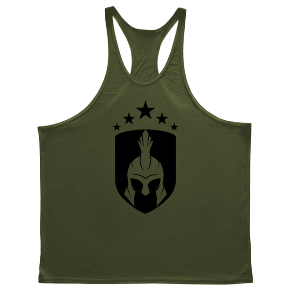 NAVY GREEN Men's SPARTAN Gym Graphic Stringer Tank Tops