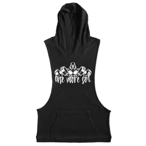black Men's ONE MORE GET Graphic Hoodie Tank Tops