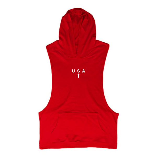 Men's USA CROSS Workout Hooded Tank Tops