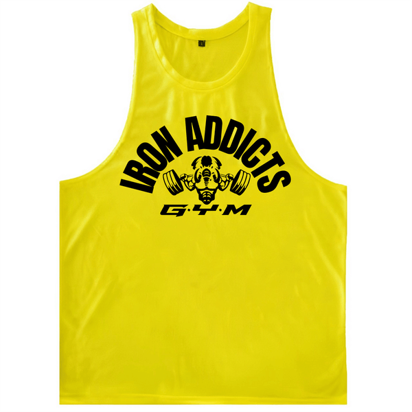 yellow IRON ADDICTS Graphic Gym Tanks