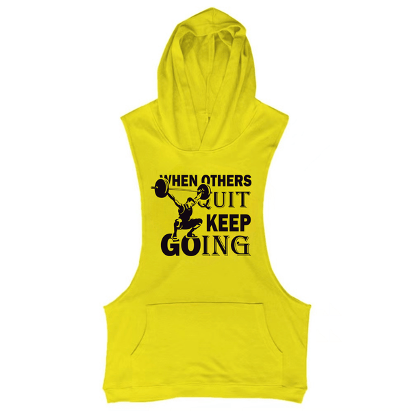 yellow Men's WHEN OTHERS QUIT, KEEP GOING Graphic Hoodie Tank Tops