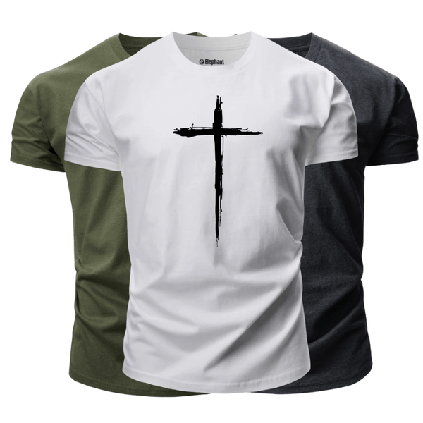 3 Pack Men's Christian Cross Graphic T-Shirt