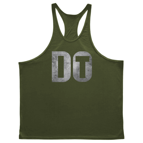 navy green DO IT Graphic GYM Stringer Tank Tops