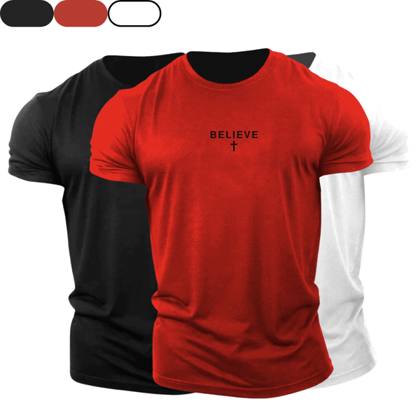 3 Pack BELIEVE Cross Cotton Tees