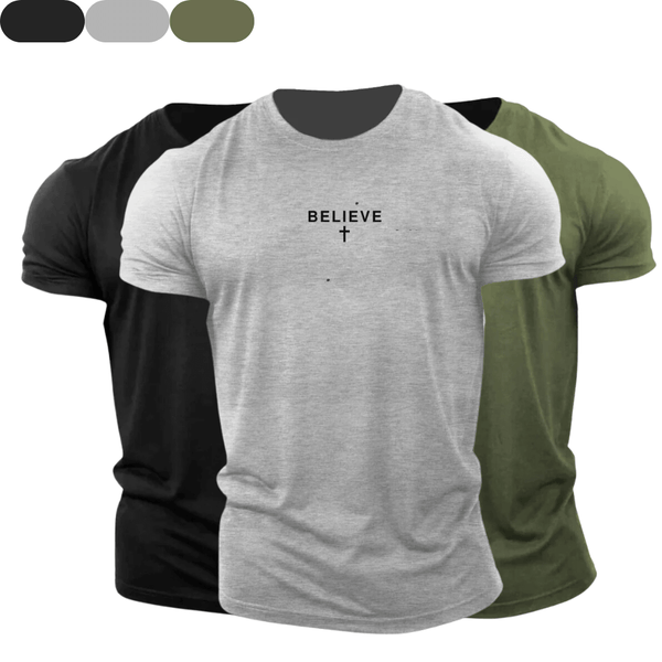 3 Pack BELIEVE Cross Cotton Tees