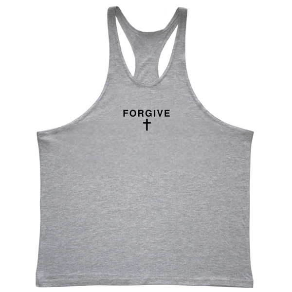 Sport Grey FORGIVE Cross GYM Stringer Tank Tops