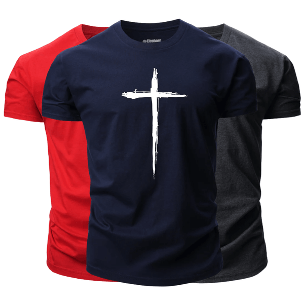 3 Pack Men's Christian Cross Graphic T-Shirt