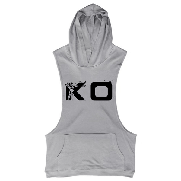 grey KO Fitness Hoodie Muscle Tank Tops for Working out