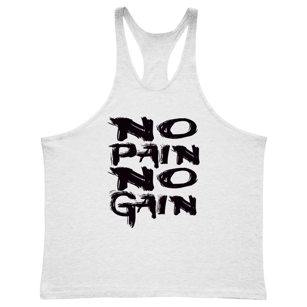 white NO PAIN NO GAIN Workout Tank Tops