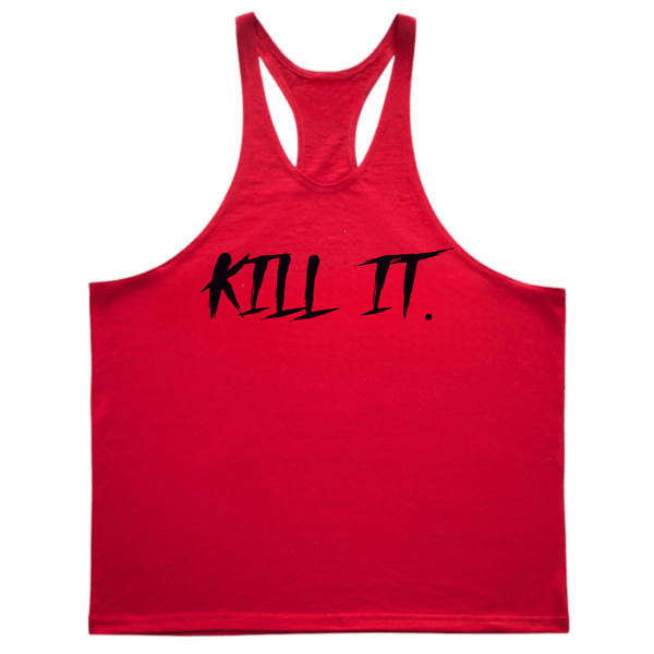 red Men's KILL IT Bodybuilding Stringer Tank Tops